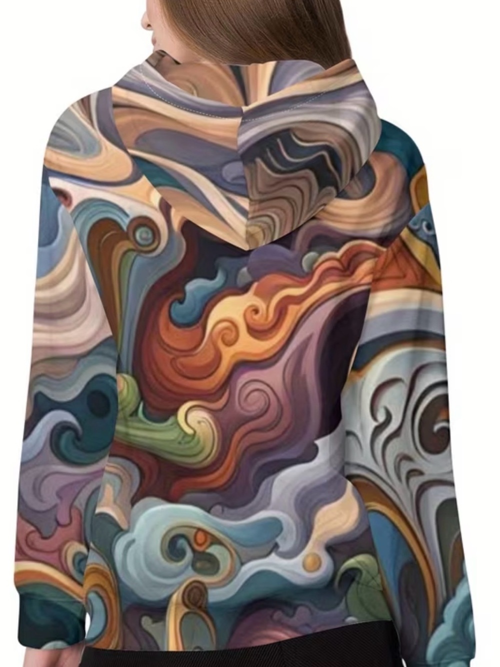Multicolor Swirl Art Hoodie - Picture 3 of 7